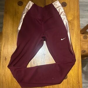 Nike womens Burgundy and shimmer Pink Leggings S
